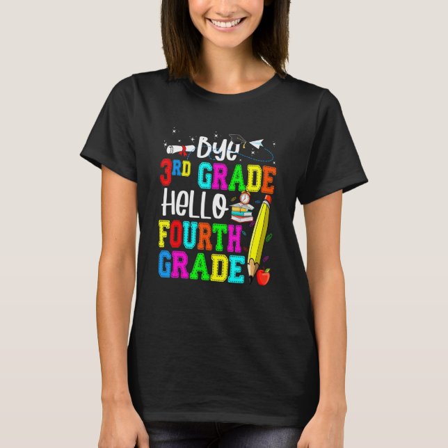 Hej 3:e Klass Hej Fjärde Klass Back to school T Shirt (Framsida)