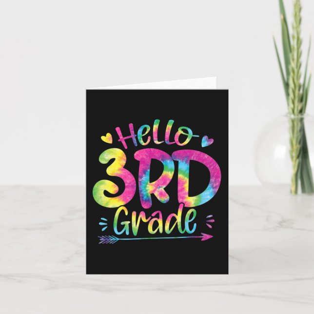 Hej 3:e Klass-lärarna Studenter Tie Dye Tillbaka t Kort (Framsida)