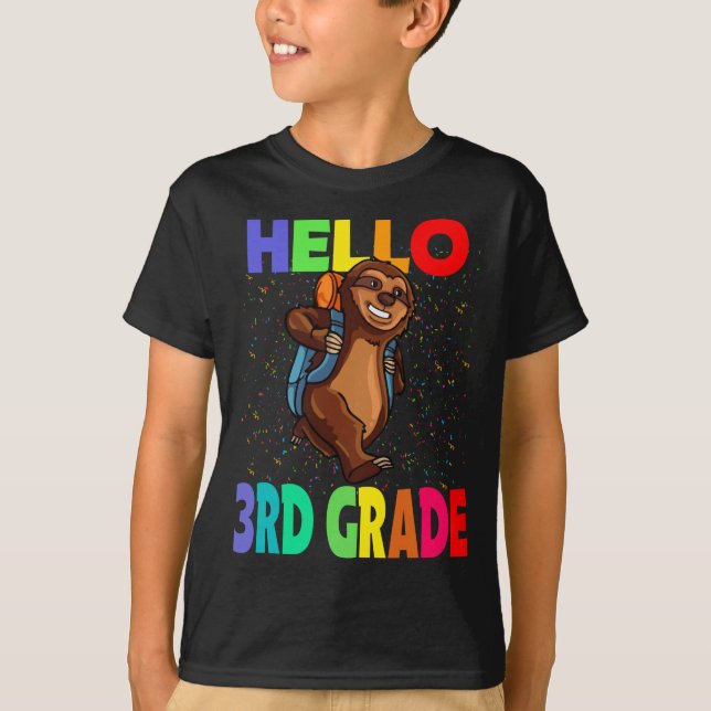 Hej 3:e Klass Sloth Back to school T Shirt (Framsida)