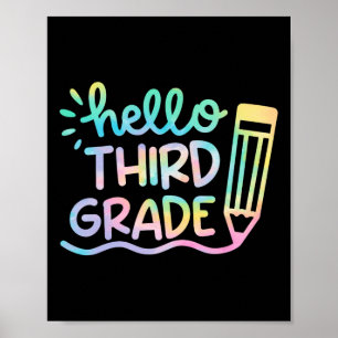 Hej 3:e klass Tie Dye lärare barn Byck Till Skolan Poster
