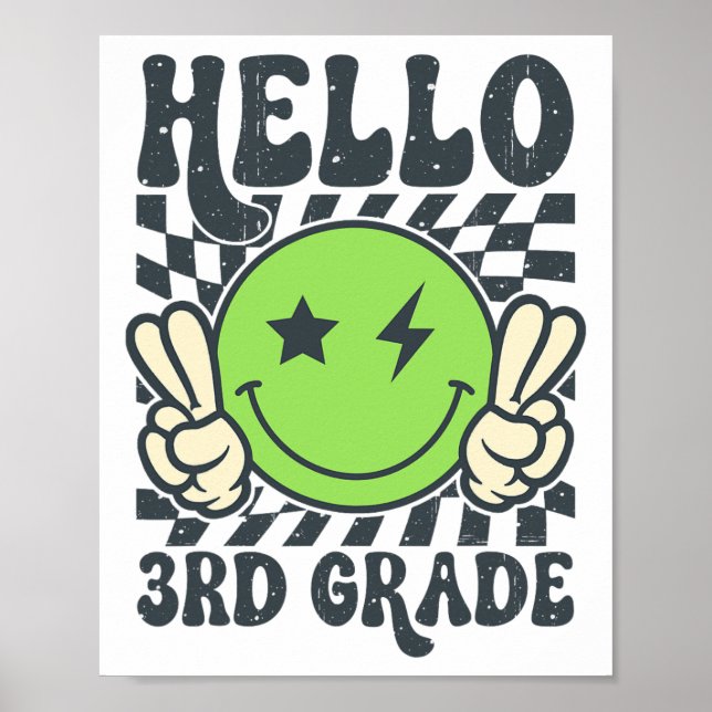 Hej 3:e klassens vibbar Groovy leende ansikte Till Poster (Framsidan)
