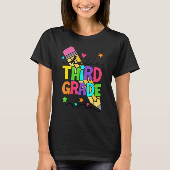 Hej 3:e Tredje Klass Hej dåskola Första Dag Te T Shirt (Framsida)