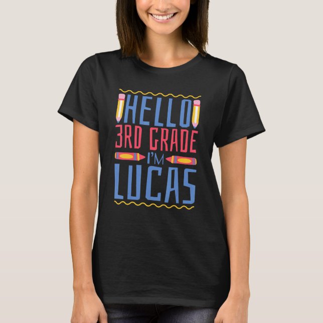 Hej 3rd Klass I är Lucas Tredje Klass Boys T Shirt (Framsida)
