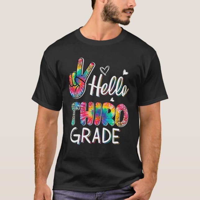 Hej 3Rd Klass Tie Dye Leopard Coola tillbaka till T Shirt (Framsida)