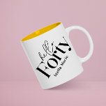 Hej 40-årsdag med minimal elegant mugg<br><div class="desc">Hej 40-årsdagen för party-dekorationen,  som är fyrtio år gammal och som har ett minimum av typografi,  är ett tack för att du gav mugg. En del av en contemporary.</div>