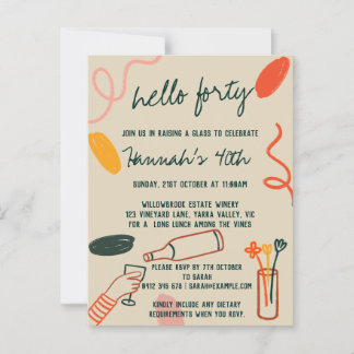 Hej 40 Forty Winery Lunch Birthday   Vykort