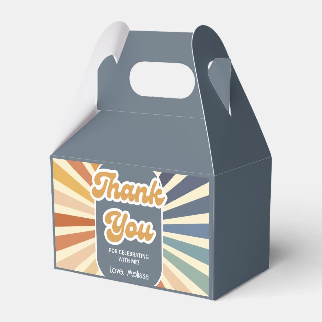 Hej 40 Retro Sol Groovy Wave Birthday Presentaskar (Framsidan Sidan)