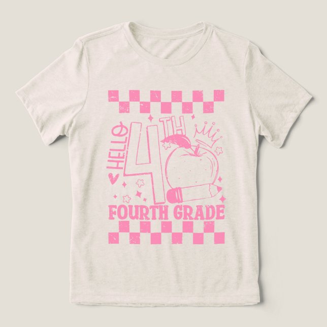 Hej 4:e fjärde Klass Back to school-lärarRosa T Shirt (Design Framsida)