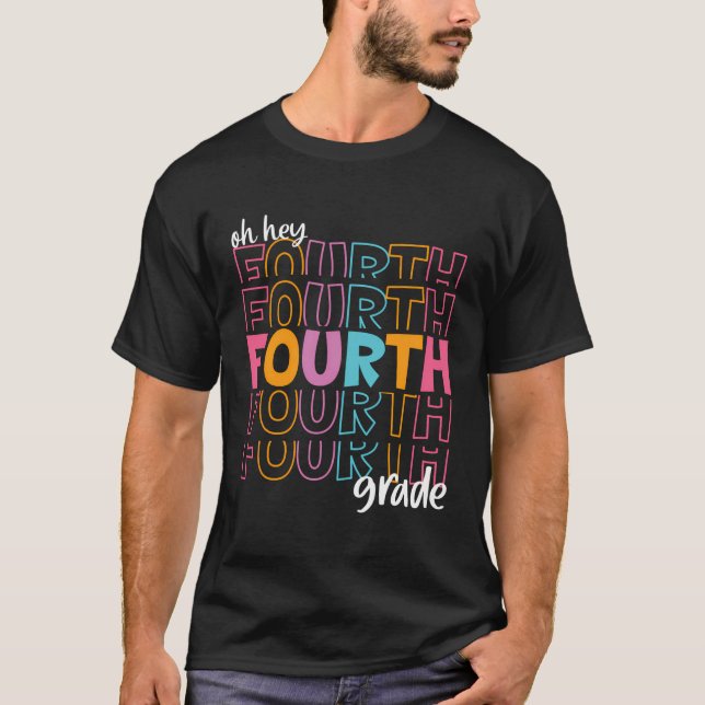 Hej, 4:e Klass-Back to school-läraren St T Shirt (Framsida)
