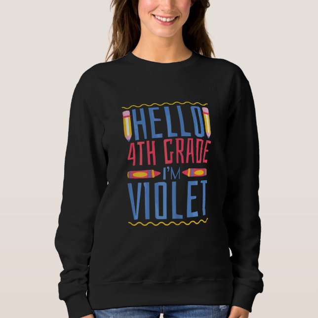 Hej 4:e klass jag är Violet  Fjärde klass tjejer T Shirt (Framsida)