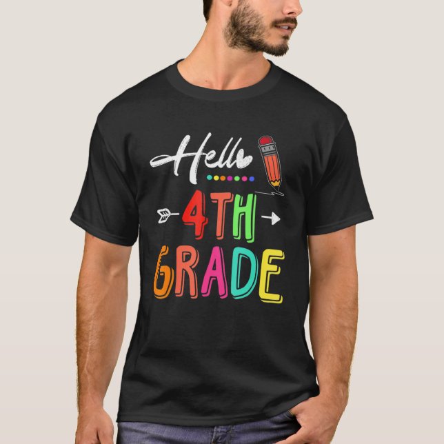 Hej 4:e Klass-läraren Student Back to school T Shirt (Framsida)