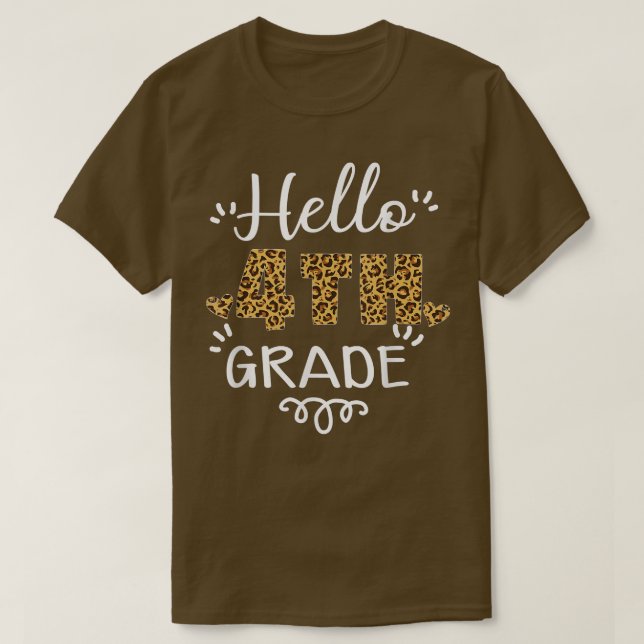 Hej 4:e Klass Leopard Heart Teach T Shirt (Design framsida)