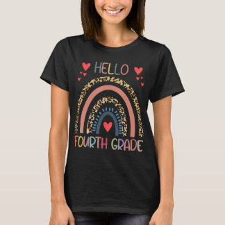 Hej 4:e Klass Leopard Rainbow Fjärde Klass bak T Shirt