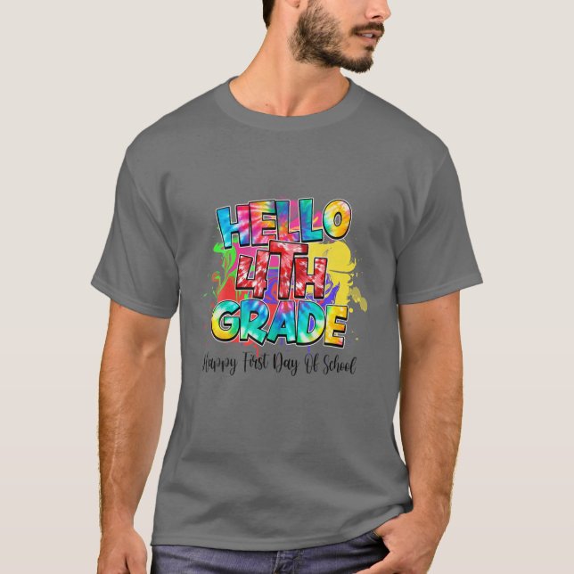 Hej 4:e Klass-Lycklig-skolans första dag T Shirt (Framsida)