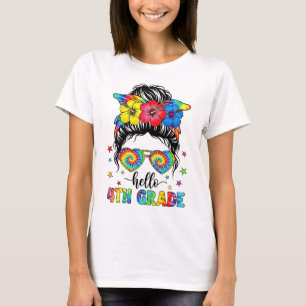 Hej 4:e Klass Messy Bun Första skoldagen T Shirt