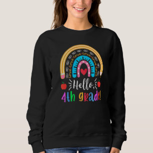 Hej 4:e klass Regnbåge Penna Äpple Första dagen Te T Shirt