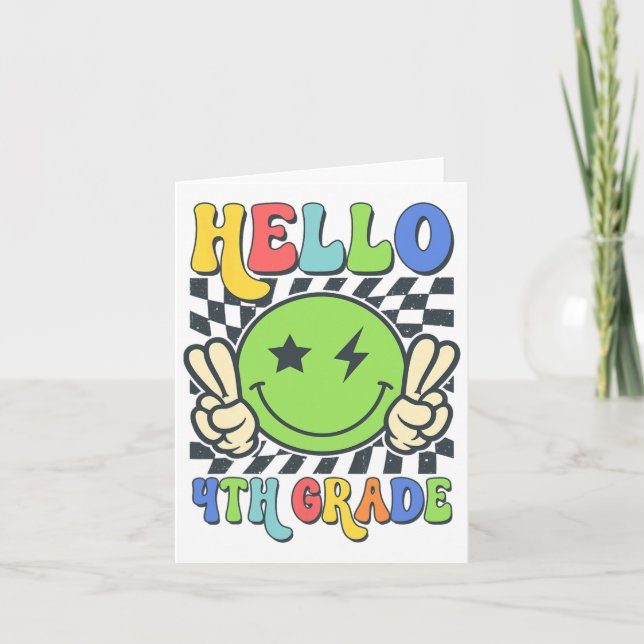 Hej 4:e klassens vibbar Groovy leende ansikte Till Kort (Framsida)