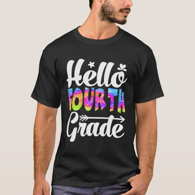Hej 4th Klass Tie Dye Funny Back to school Teach T Shirt (Framsida)