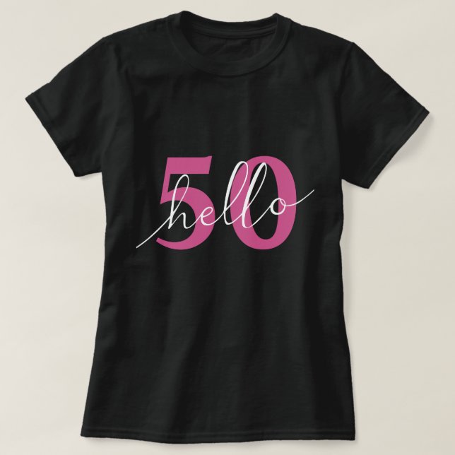Hej 50 | 50:e Födelsedagsfestens Anpassningsbar T Shirt (Design framsida)