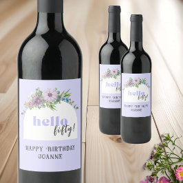 Hej 50 - Anpassningsbar, ömtåliga blommigtar laven Vinflaska Etikett