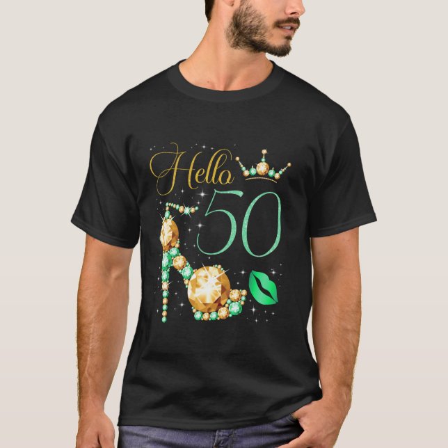 Hej 50 år gammal 50:e födelsedagen Party drottning T Shirt (Framsida)