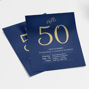 Hej 50 Blått Guld budget 50:e födelsedagsinbjudan Flygblad