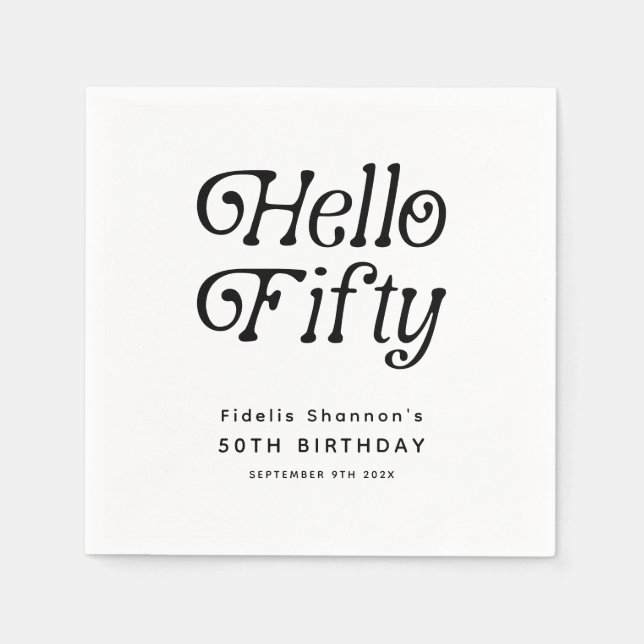 Hej 50: e Födelsedagsfesten Retro Pappersservett (Framsidan)