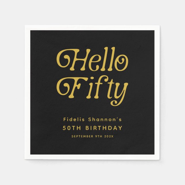 Hej 50: e Födelsedagsfesten Retro Pappersservett (Framsidan)