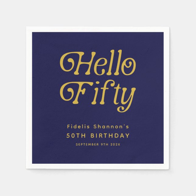 Hej 50: e Födelsedagsfesten Retro Pappersservett (Framsidan)