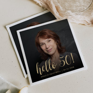 Hej 50 Femtioårsfirande Foto Pappersservett