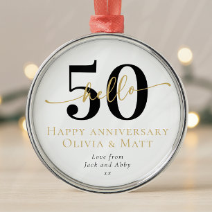 Hej 50 femtioårsjubileum Gift Milestone Julgransprydnad Metall