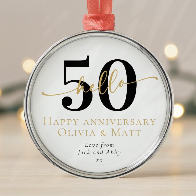 Hej 50 femtioårsjubileum Gift Milestone Julgransprydnad Metall (Skapare uppladdad)