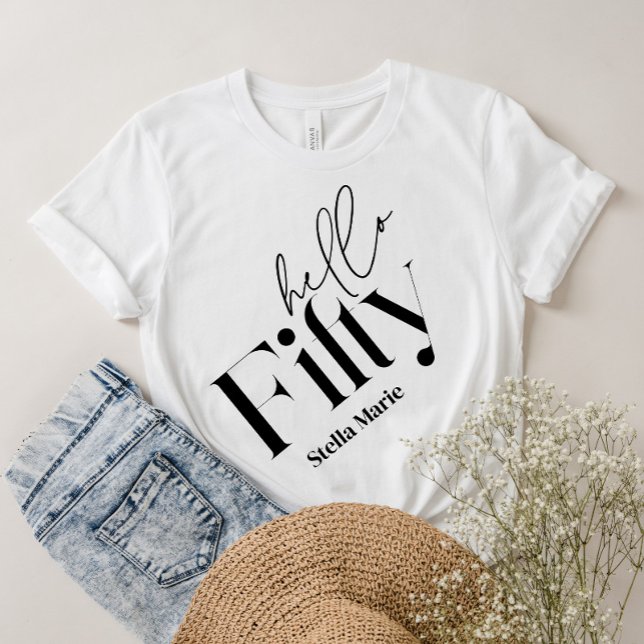 Hej 50 modern minimal elegant 50 födelsedag t shirt (Skapare uppladdad)