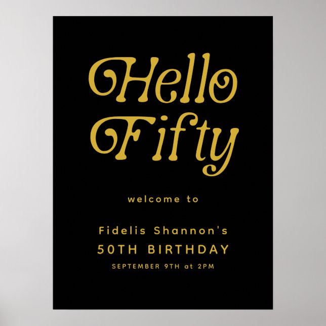 Hej 50 Retro | Välkomstskylt för 50:e födelsedagen Poster (Framsidan)