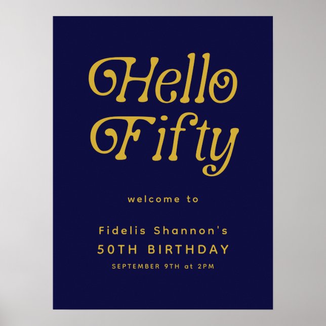 Hej 50 Retro | Välkomstskylt för 50:e födelsedagen Poster (Framsidan)