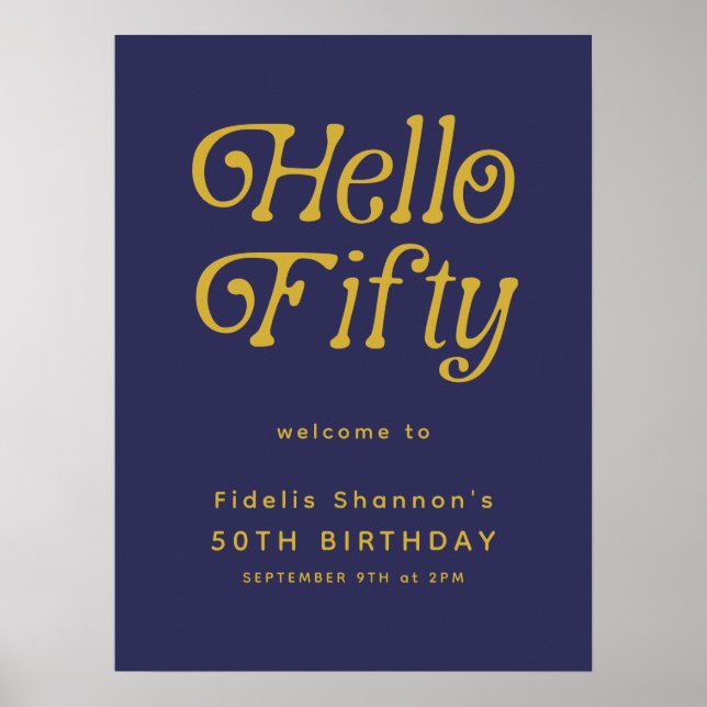 Hej 50 Retro | Välkomstskylt för 50:e födelsedagen Poster (Framsidan)