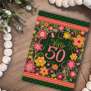 Hej 50 Söt Blommigt Roligt födelsedagsinspiration Kort