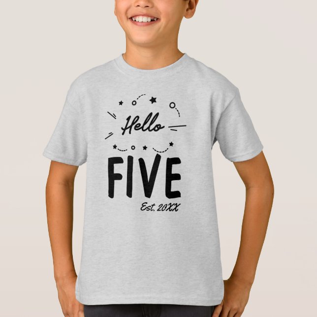 Hej 5:e födelsedagen t shirt (Framsida)