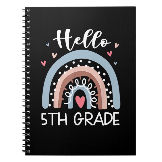 Hej 5:e Klass Funny Boho Rainbow Back to school Anteckningsbok (Framsidan)