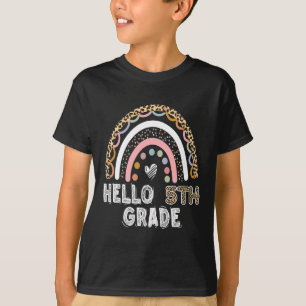 Hej 5:e Klass Leopard Rainbow Femte Klass Teache T Shirt