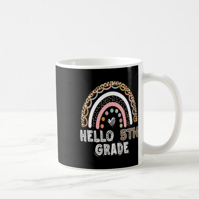 Hej 5:e klass Leopard Regnbåge Femte klass Lärare Kaffemugg (Höger)