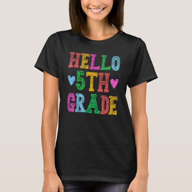 Hej 5:e Klass Leopard Squad Back to school Teach T Shirt (Framsida)