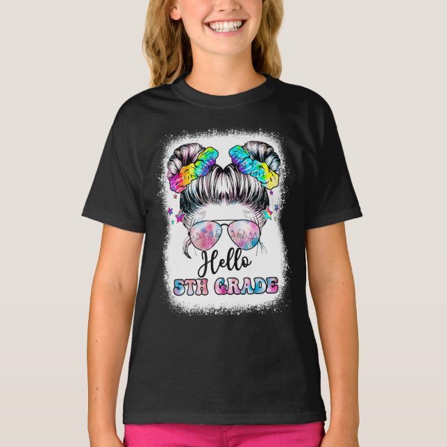 Hej 5:e Klass Messy Hair Back to school T-Shirt (Framsida)