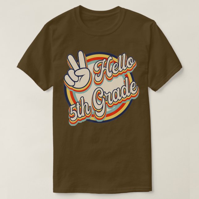 Hej 5:e Klass Retro Teacher och Student tillbaka t T Shirt (Design framsida)