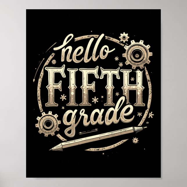 Hej 5:e klass tillbaka till skolan kläder  poster (Framsidan)