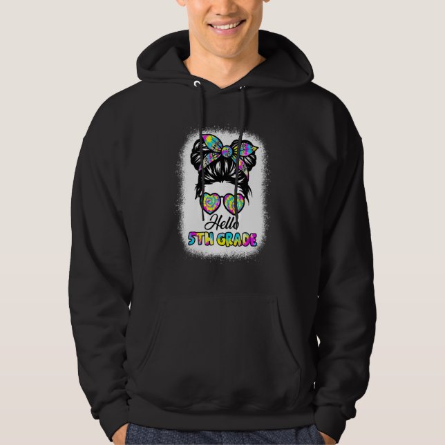 Hej 5:e klass Tofflor tjejer Tie Dye Söt Back  Hoodie (Framsida)
