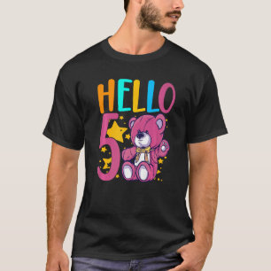 Hej 5 För barn för födelsedagskonstruktion 5 år T Shirt