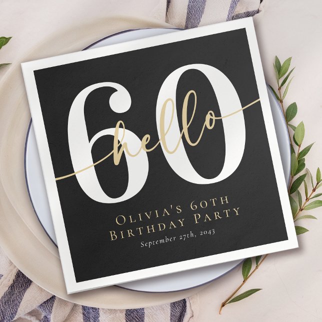 Hej 60 Sextionde Födelsedagsfesten Pappersservett (Skapare uppladdad)