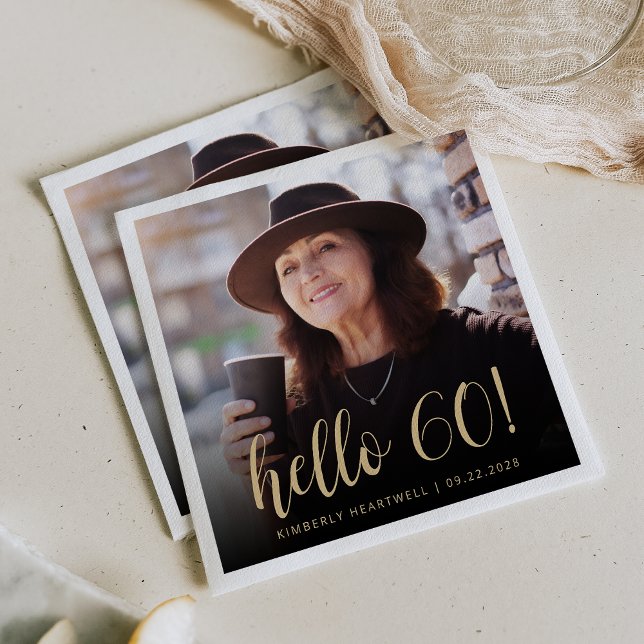 Hej 60 sextionde Födelsedagsfestens foto Pappersservett (Skapare uppladdad)