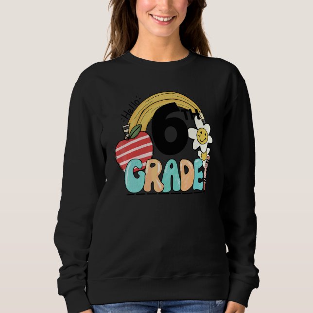 Hej 6:e klass Groovy regnbåge tillbaka till skolan T Shirt (Framsida)